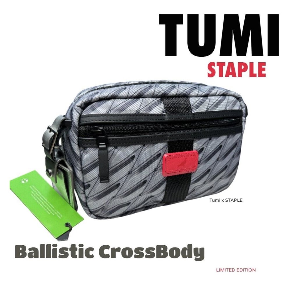 BRAND NEW Tumi STAPLE Pigeon Kit Crossbody Bag Gray Red NWT